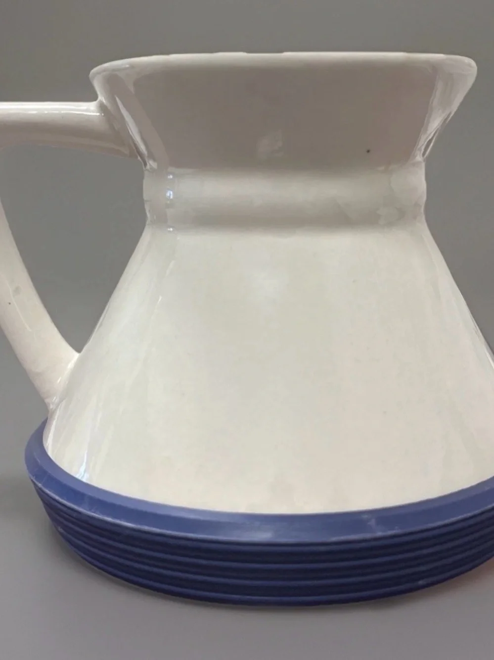 Pier 1 White and Blue Ceramic Mug with Logo 10 oz